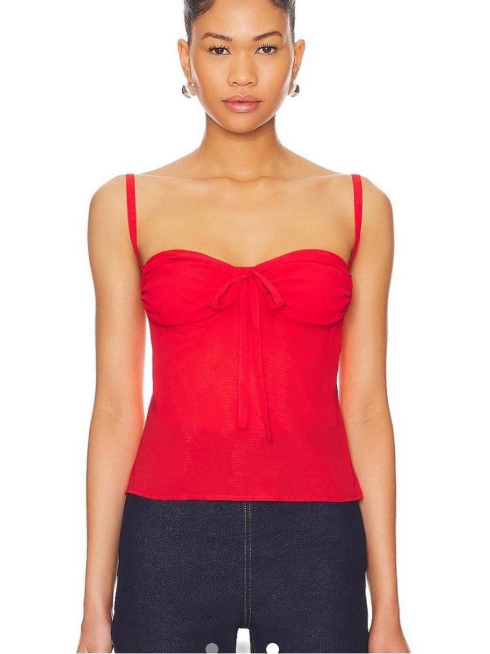 Red Tie-Front Cropped Bustier Tank Top, so cute my rib cage is just too big!